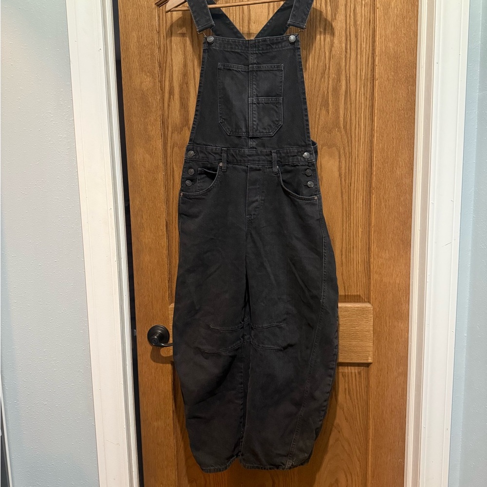 We the Free black barrel overalls.